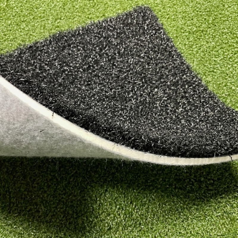 A sample swatch of Big Moss Commander Midnight Moss Black Putting Turf.