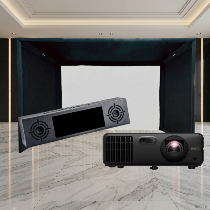 AccuGOLF Hawkeye Launch Monitor SIGPRO Commercial Golf Simulator Enclosure Projector Package