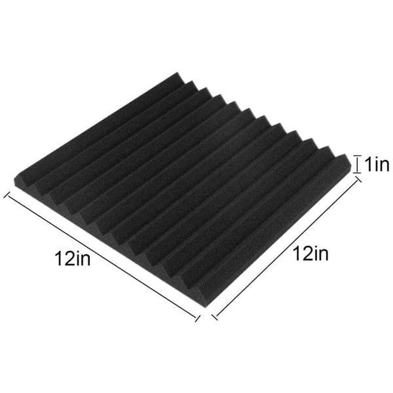 Acoustic Foam Panels Standard Black soft pressed foam with dimensions.