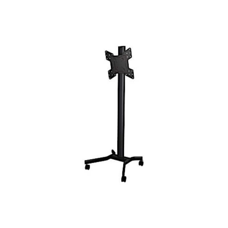 Adjustable Mobile Cart for 32" to 55" Screens angled front view of an adjustable mobile TV cart with a black mount on a wheeled base.