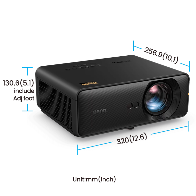 BenQ AH500ST 4000 Lumen Short Throw 1080P Laser Golf Simulator Projector product dimensions.