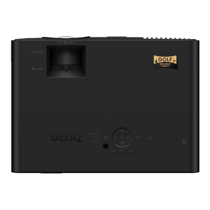 BenQ AW30ST 3200 Lumen Short Throw WXGA LED Golf Simulator Projector overhead view.