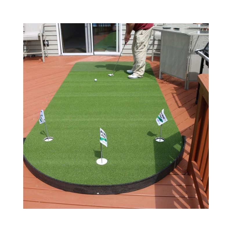 Big Moss Golf Commander Patio Series Putting &amp; Chipping Green in 15x6 foot option rear view.