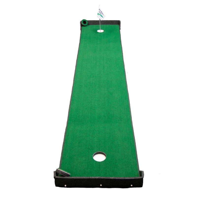 Big Moss Golf TW Series 12 V2 12x2 foot putting green with flag stick.