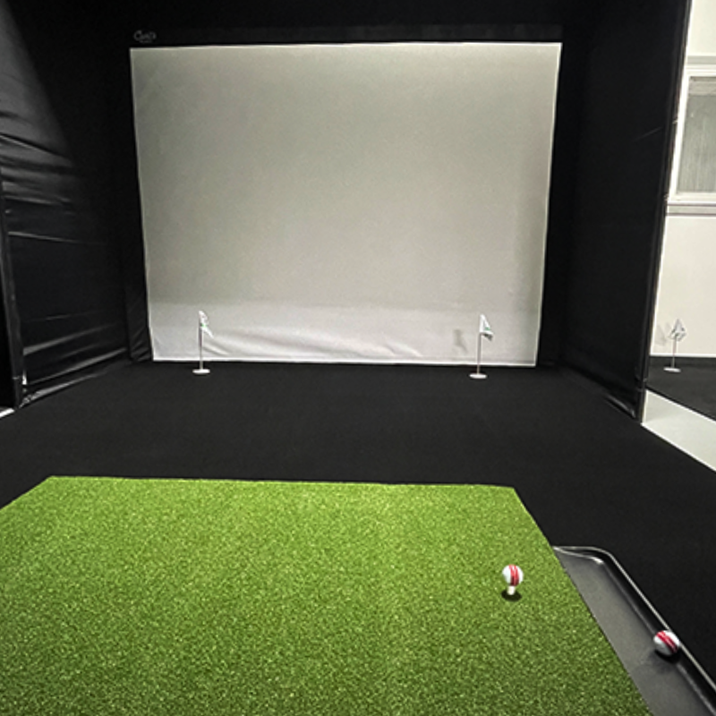 Big Moss Midnight Shadow Golf Simulator Putting Turf for Carl&#39;s Place DIY Enclosure front view.