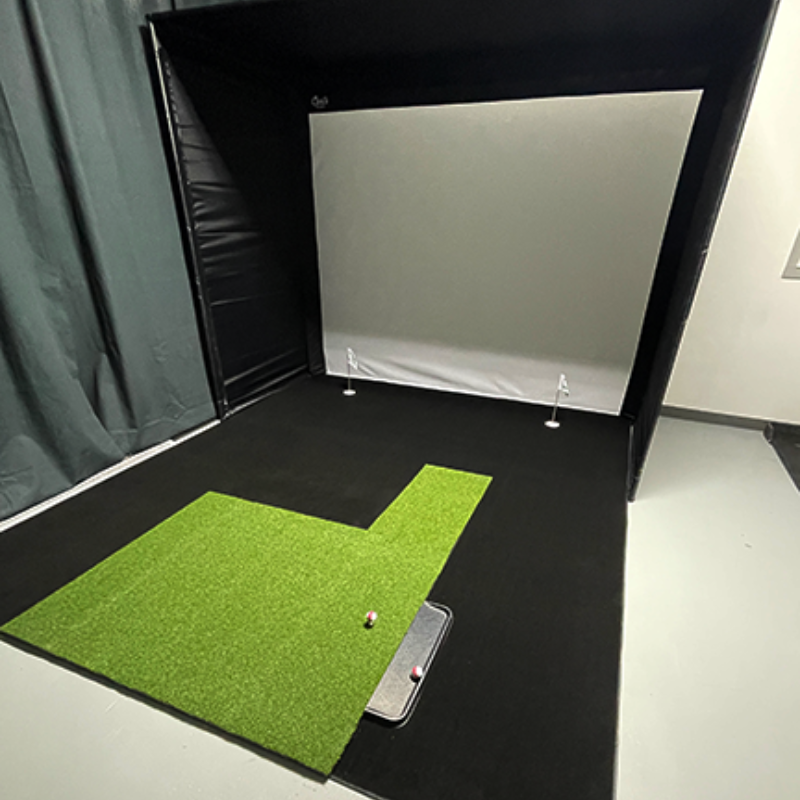 Big Moss Midnight Shadow Golf Simulator Putting Turf for Carl&#39;s Place DIY Enclosure right side view.