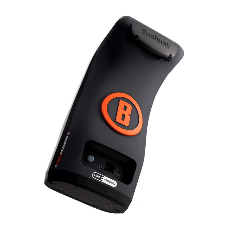 Bushnell Launch Pro Indoor Circle B Edition Launch Monitor angled back view.
