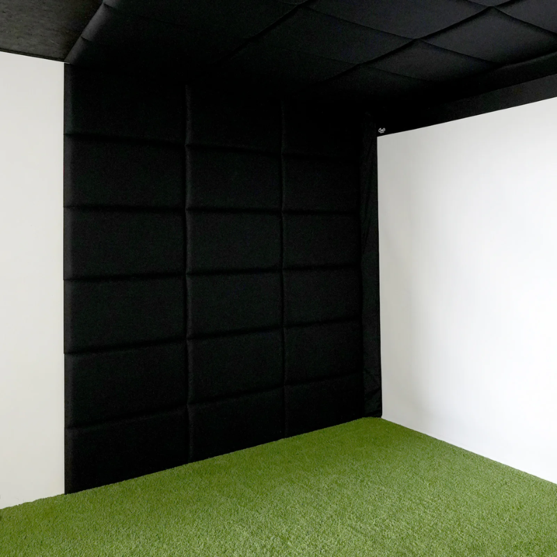 Carl&#39;s Place Built-In Golf Room Kit with Padded Walls and Ceiling Panels.
