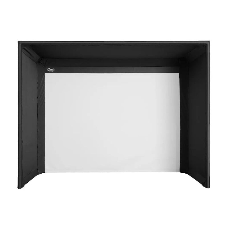 Carls Place C-Series Pro Golf Simulator Enclosure Kit with Impact Screen complete front view.