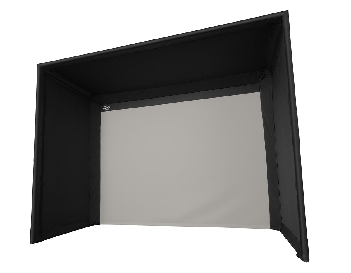 Carl's Place C-Series Pro Golf Simulator Enclosure Kit with Impact Screen gray impact screen.