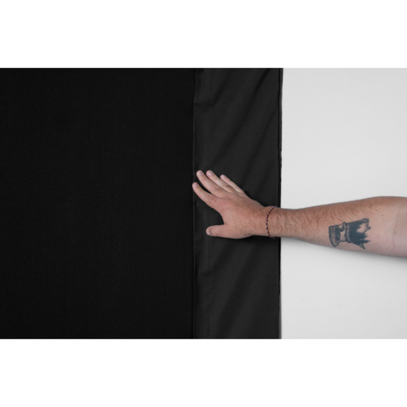 Carl's Place C-Series Pro Golf Simulator Enclosure Kit with Impact Screen left side screen.