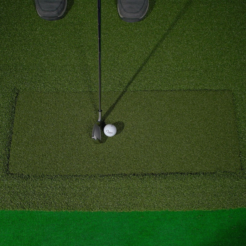 Carl&#39;s Place Extra Golf Mat Insert being used on a HotShot Golf Hitting mat with ball and club.