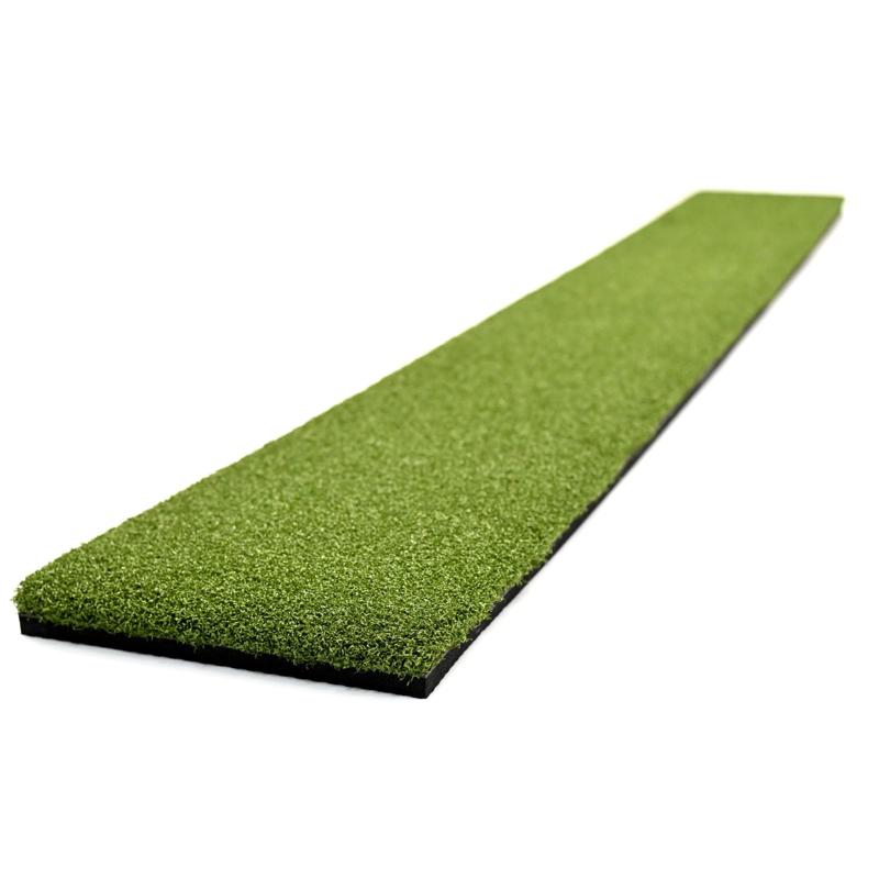 Carls Place Golf Mat Extension Strip angled view of green turf with black base.