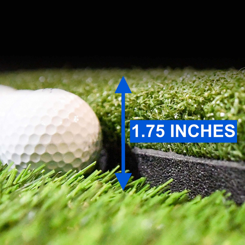 Carls Place HotShot Golf Mat System mat height and 1.75 inch measurement.