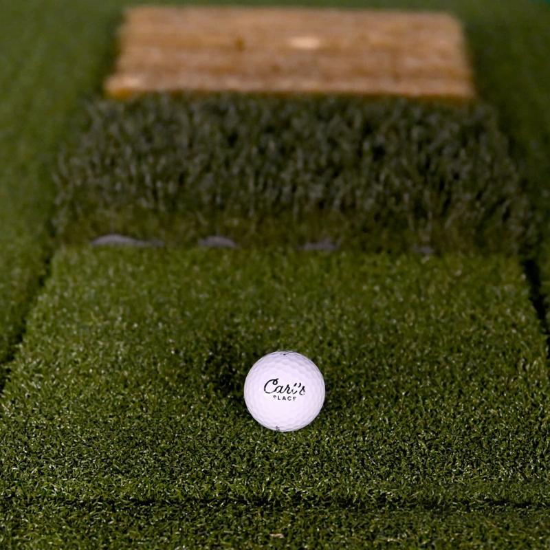 Carls Place HotShot Trouble Mat Converter straight on closeup golf ball green turf.