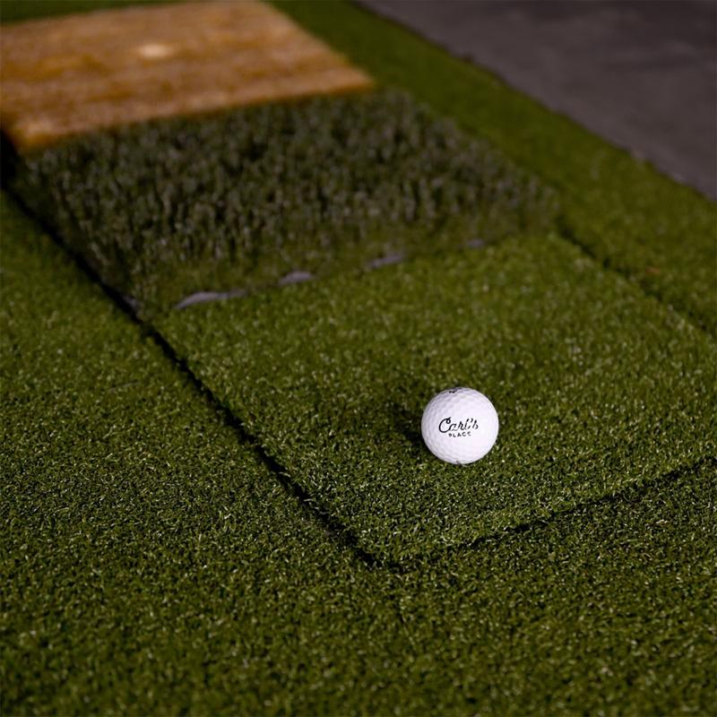 Carls Place HotShot Trouble Mat Converter top view golf ball multiple turf types.