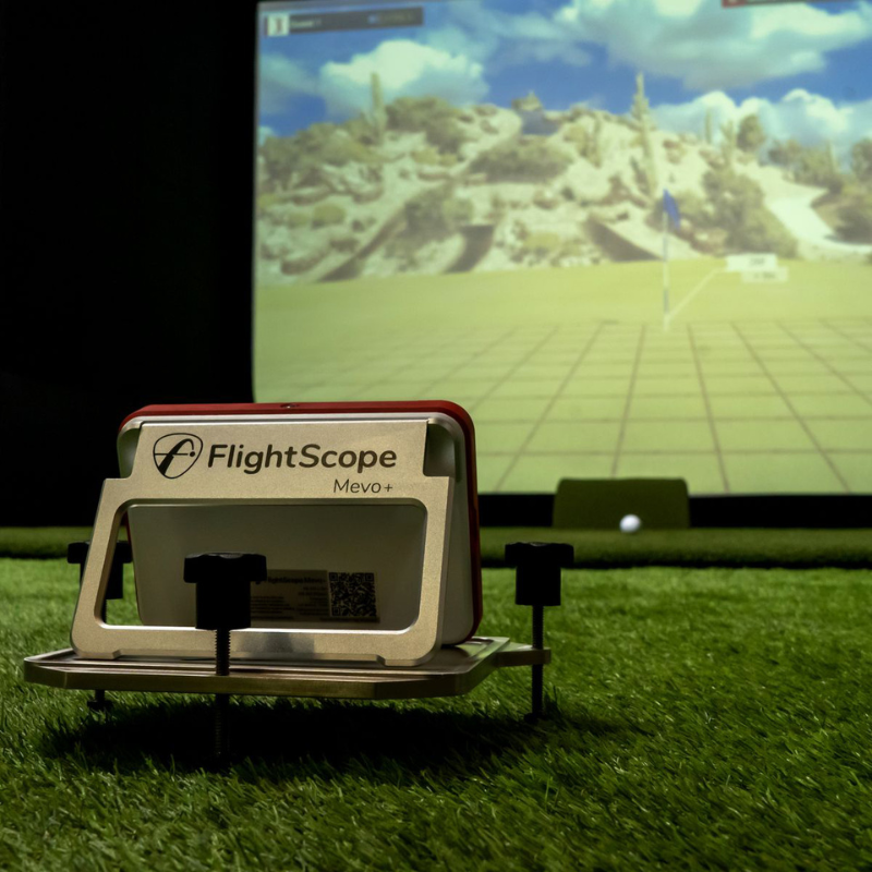 Carl&#39;s Place Launch Monitor Alignment Stand with Flightscope rear view.
