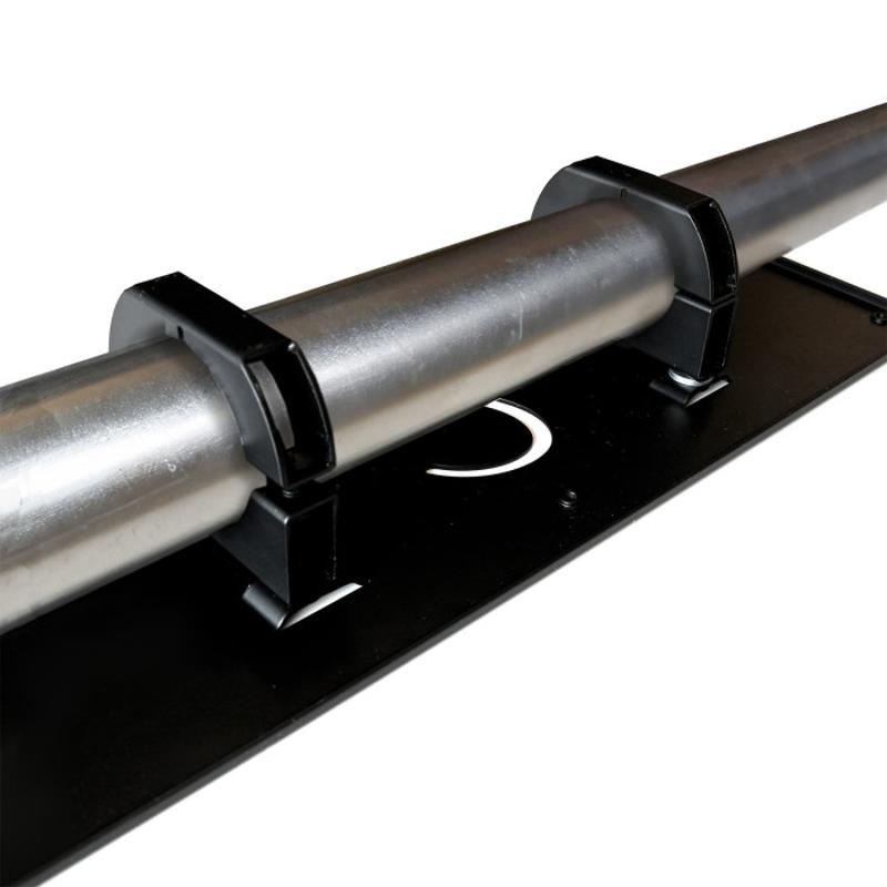 Carls Place Launch Monitor Frame Mount installed with metal pipe.