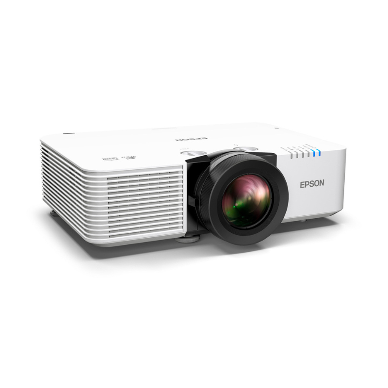 Epson L690E Powerlite 6500-Lumen WUXGA Short Throw 3LCD Laser Projector with 4K Enhancement right angled view.