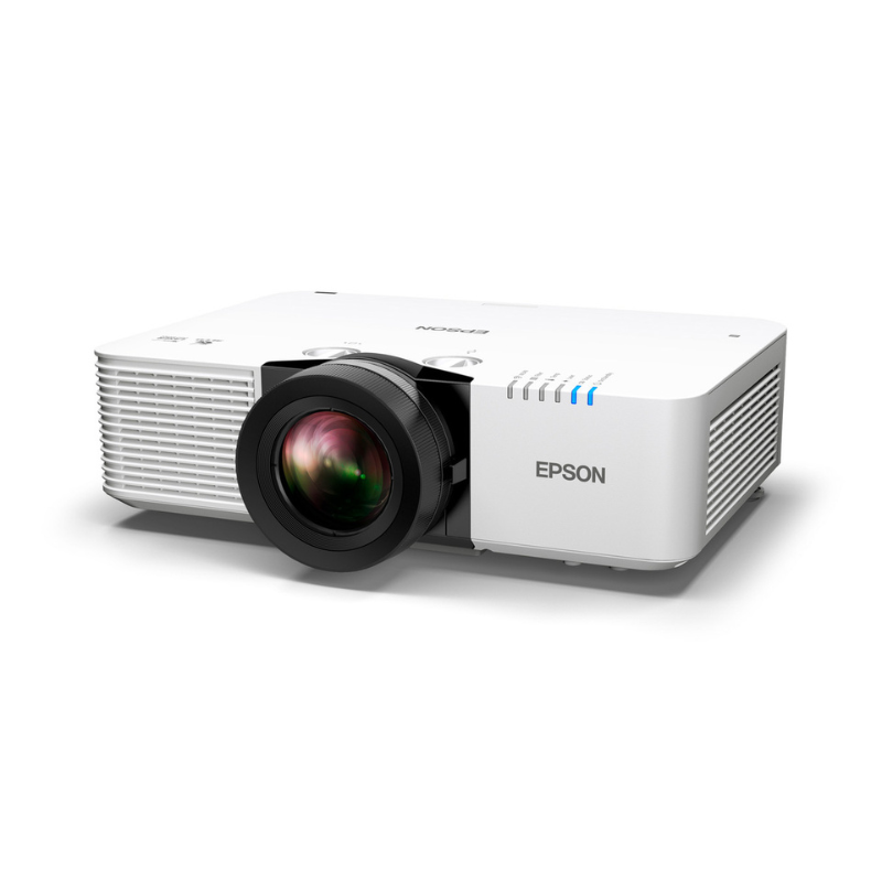 Epson L690E Powerlite 6500-Lumen WUXGA Short Throw 3LCD Laser Projector with 4K Enhancementleft angled view.