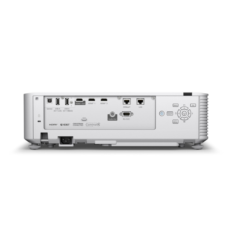Epson L690SU Powerlite 6200-Lumen WUXGA Short Throw 3LCD Laser Projector rear view.