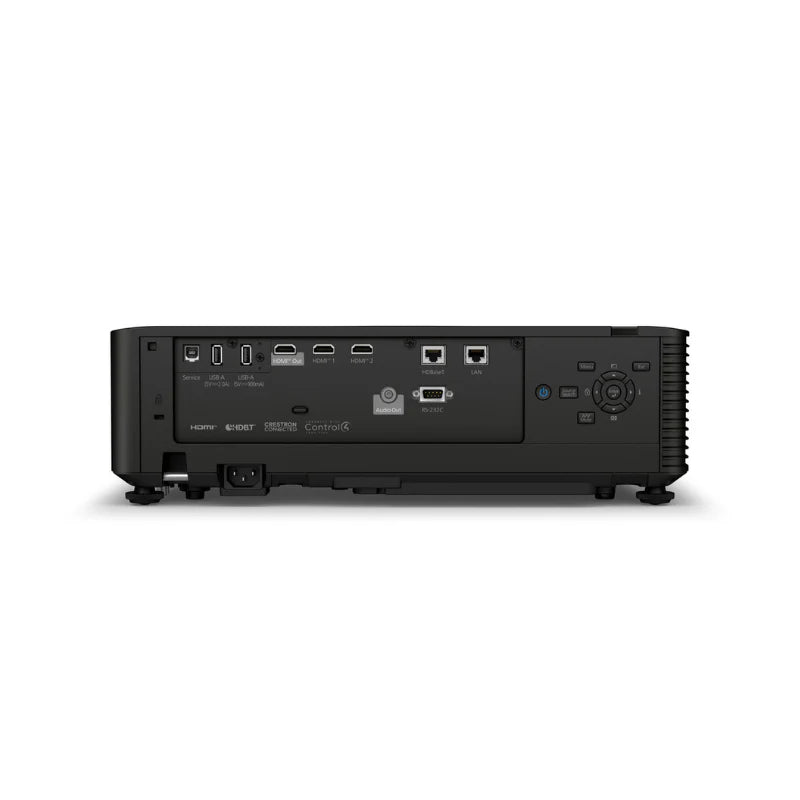 Epson L695SU PowerLite 6200-Lumen WUXGA Short Throw 3LCD Laser Projector back view input ports.