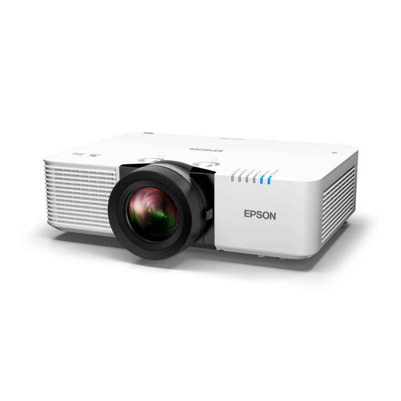 Epson L790SE PowerLite 7000-Lumen WUXGA Short Throw 3LCD Laser Projector with 4K Enhancement left angled view.
