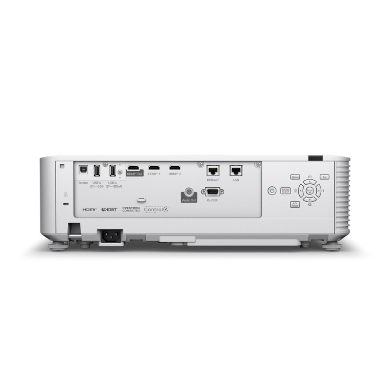 Epson L790SE PowerLite 7000-Lumen WUXGA Short Throw 3LCD Laser Projector with 4K Enhancement rear port view.
