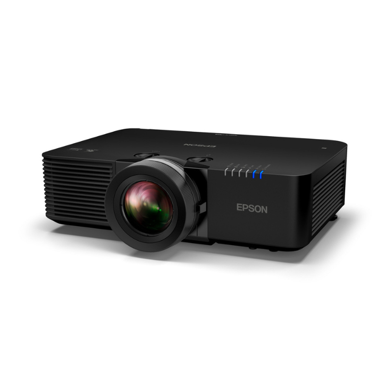 Epson L795SE PowerLite 7000-Lumen WUXGA Short Throw 3LCD Laser Projector with 4K Enhancement left angled view.