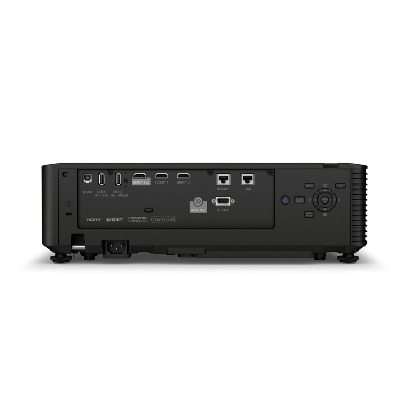Epson L795SE PowerLite 7000-Lumen WUXGA Short Throw 3LCD Laser Projector with 4K Enhancement rear port view.