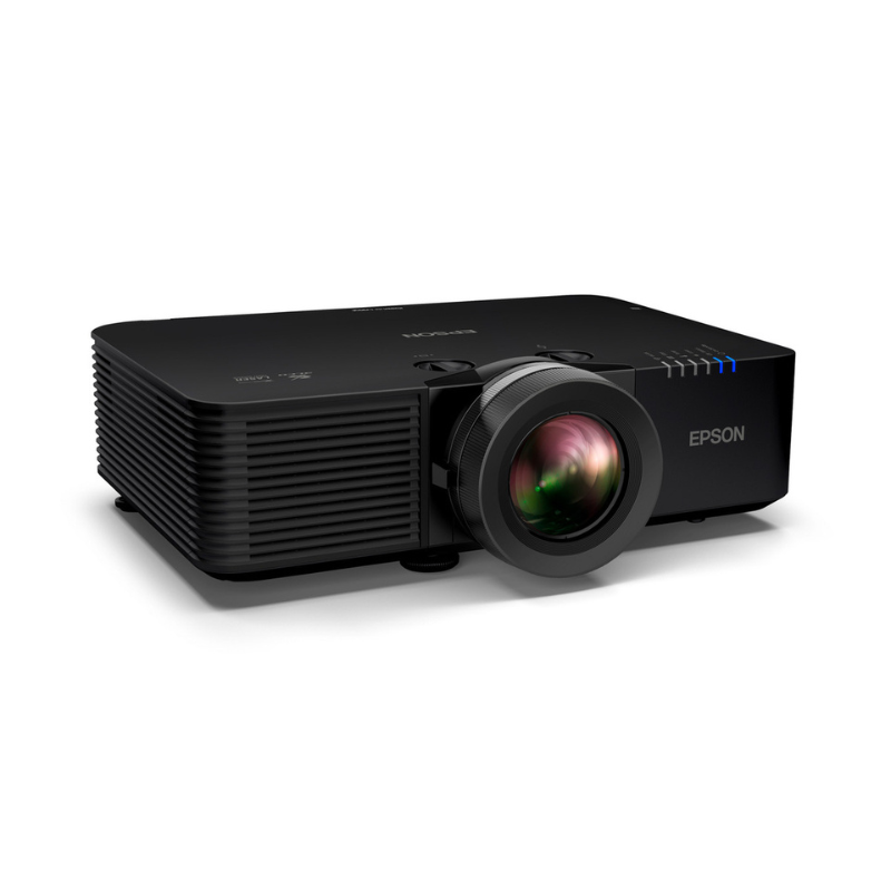 Epson L795SE PowerLite 7000-Lumen WUXGA Short Throw 3LCD Laser Projector with 4K Enhancement right angled view.