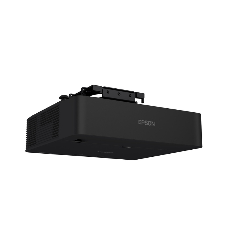 Epson L895E PowerLite 8000 Lumen WUXGA Normal Throw 3LCD Laser Projector with 4K Enhancement collapsed mount rear angle view.