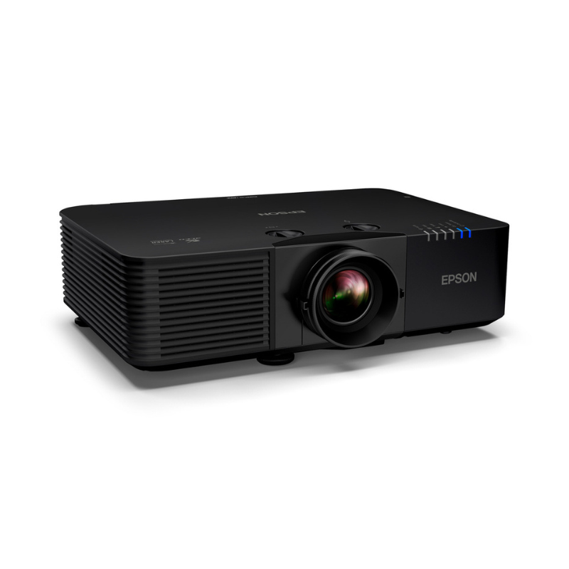 Epson L895E PowerLite 8000 Lumen WUXGA Normal Throw 3LCD Laser Projector with 4K Enhancement right angled view.
