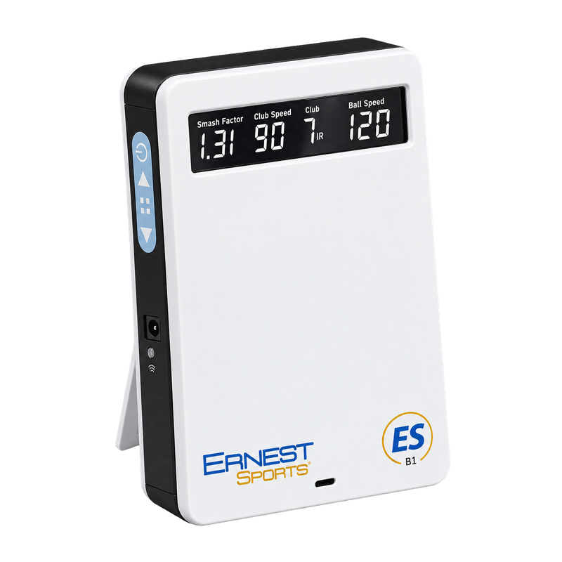 Ernest Sports ESB1 launch monitor with its built-in display.