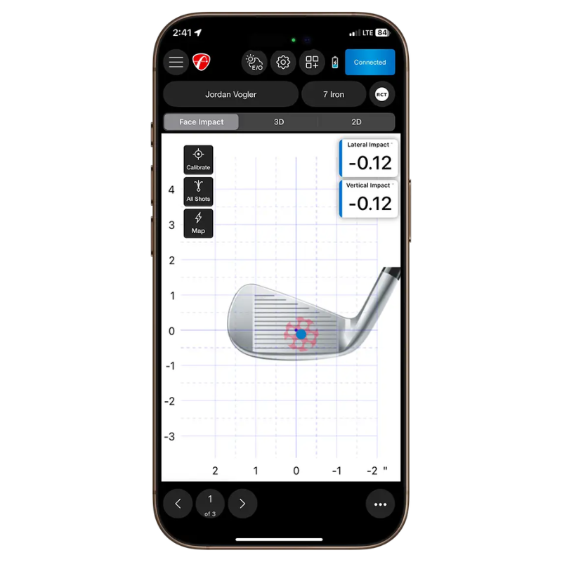 FlightScope Face Impact Location mobile view.
