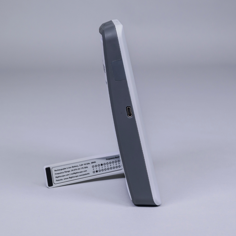 FlightScope Mevo Gen2 Launch Monitor slim side view.