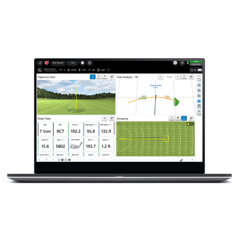 FlightScope Pro Package laptop view.