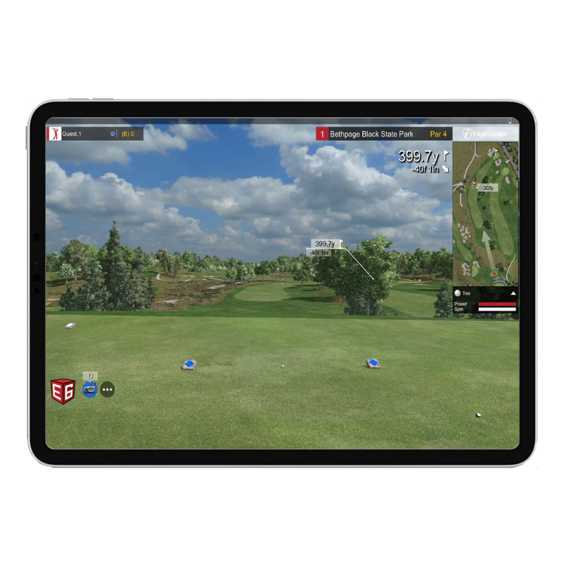 FlightScope XC3 Launch Monitor and Golf Simulator gameplay on course.