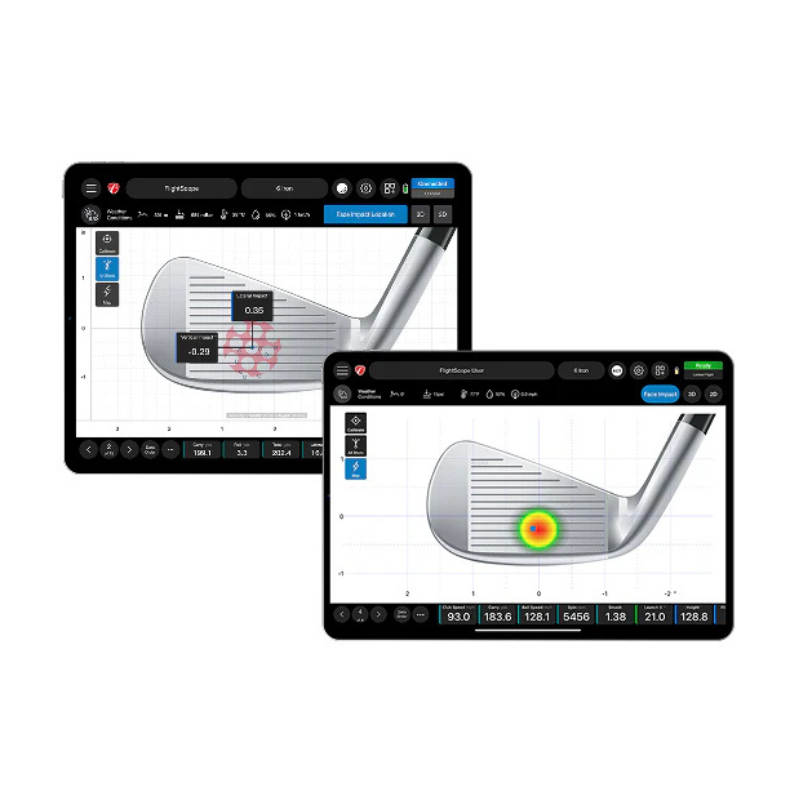 FlightScope XC3 Launch Monitor and Golf Simulator tee contact data.