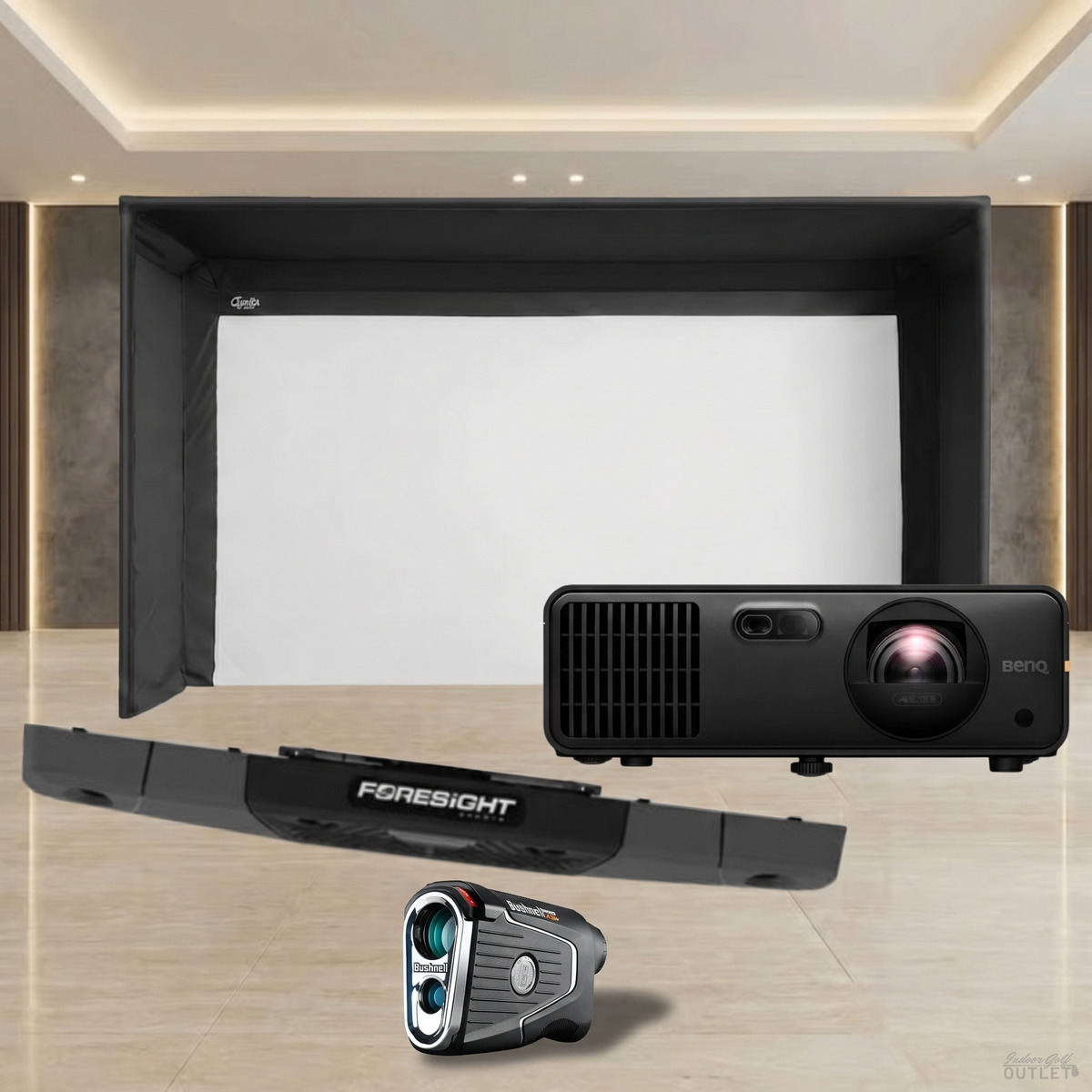 Foresight Sports Falcon Launch Monitor Carl's Place Pro Golf Simulator Enclosure Projector Package