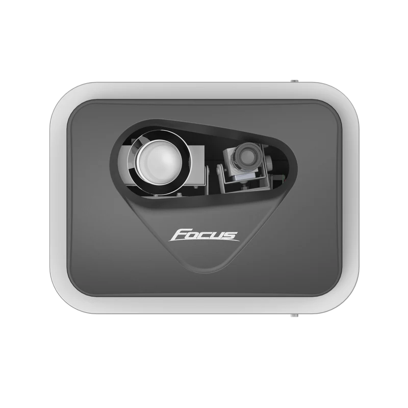 Foresight Sports Focus Club Tracer System top view of tracking camera showing lenses and focus logo.