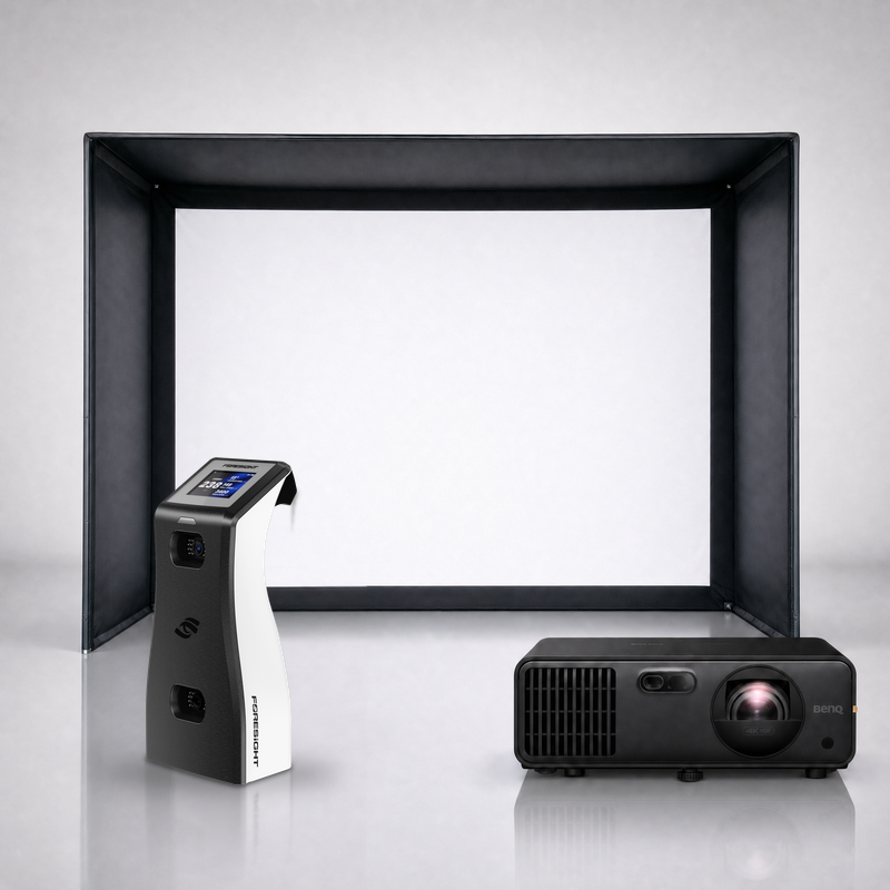 Foresight Sports GC2 Launch Monitor SIG DIY golf simulator package with the SIG DIY enclosure and a BenQ short-throw projector.