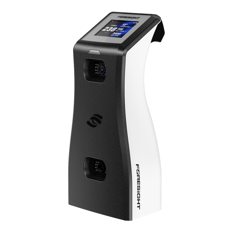 Foresight Sports GC2 Launch Monitor front angle view with color display and dual cameras.