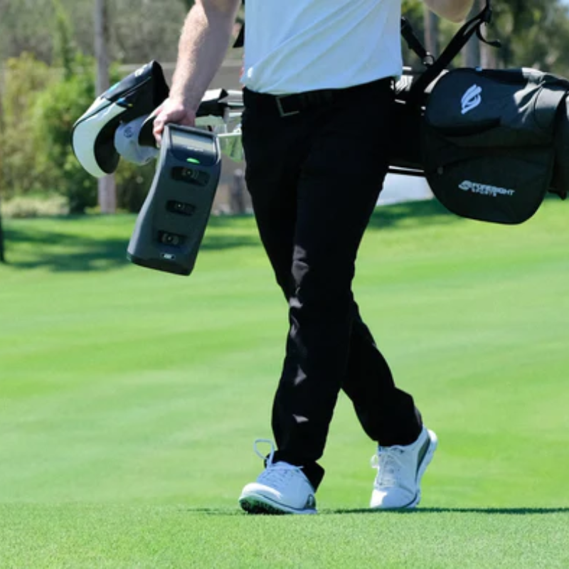 Foresight Sports GC3 Launch Monitor being carried by a golfer.