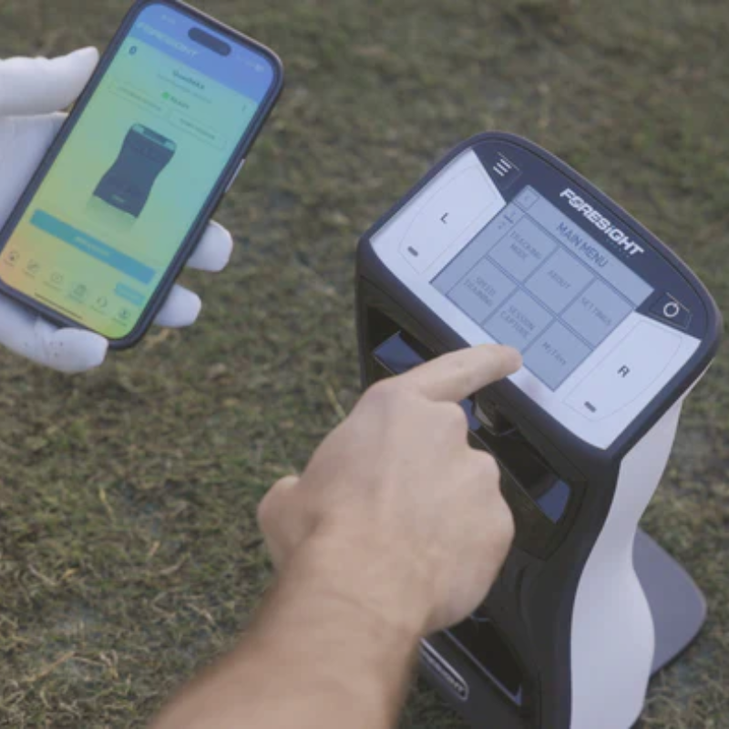 Foresight Sports QuadMAX Launch Monitor with iPhone and NFC technology.