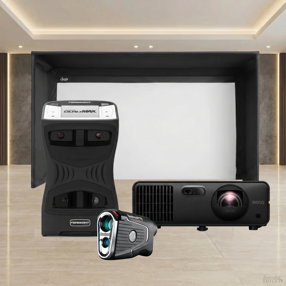 Foresight Sports QuadMAX Launch Monitor Carl's Place Pro Golf Simulator Enclosure Projector Package