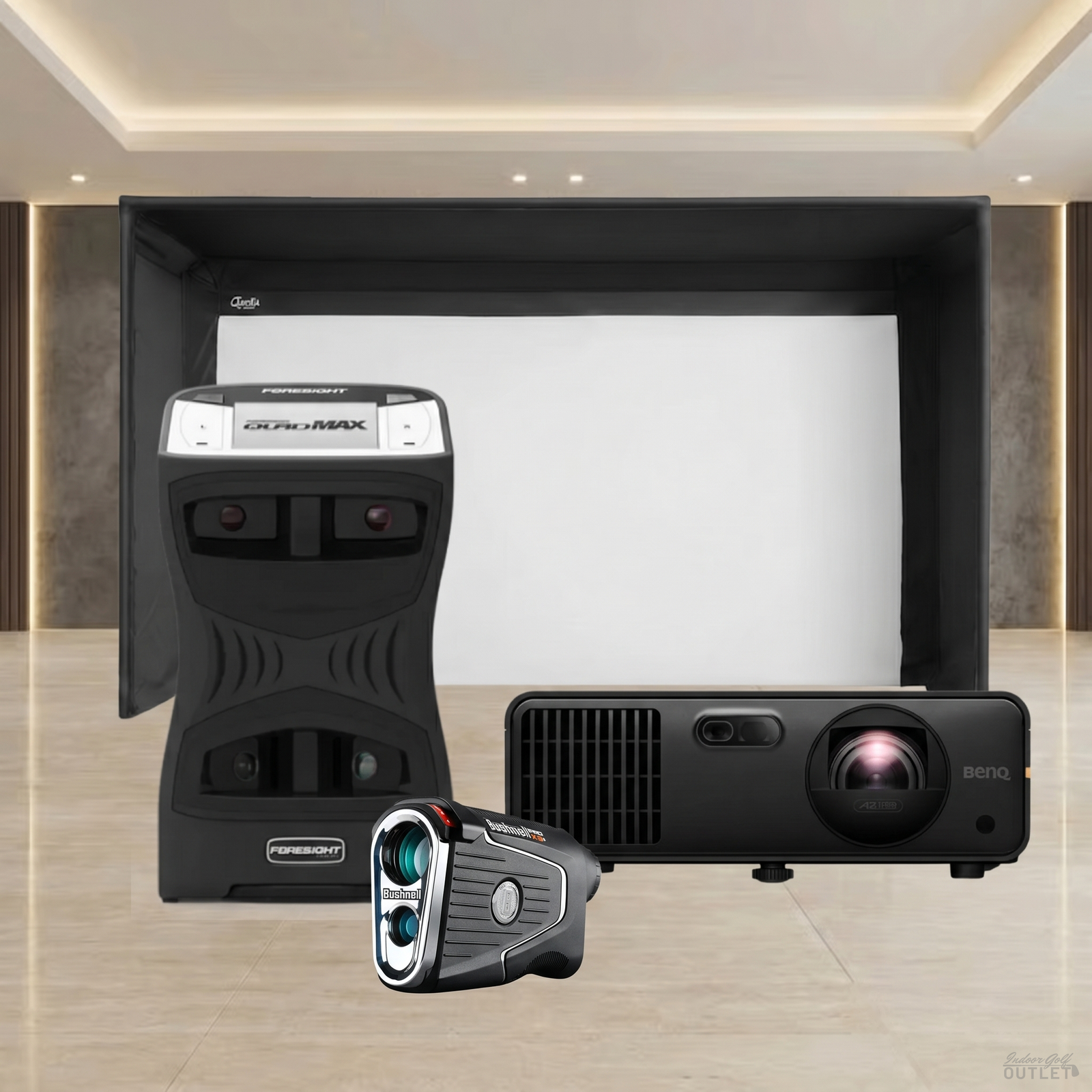 Foresight Sports QuadMAX Launch Monitor Carl's Place Pro Golf Simulator Enclosure Projector Package
