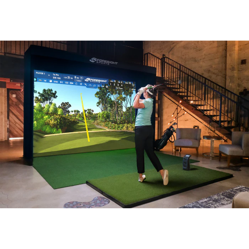 Foresight Sports SIM IN A BOX Birdie Plus Package with golfer.