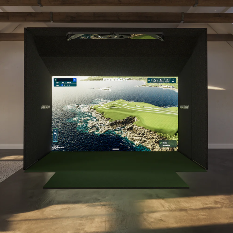 Foresight Sports SIM IN A BOX Custom Golf Simulator GCHawk 13 feet wide with frame extension.