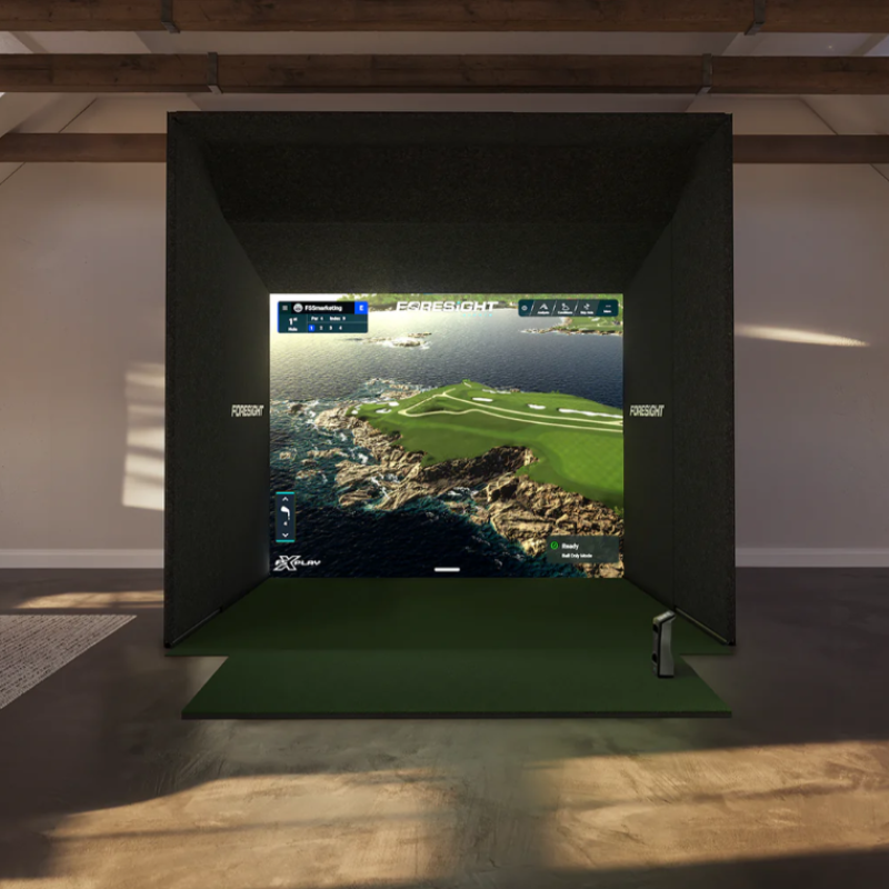 Foresight Sports SIM IN A BOX Custom Golf Simulator GCQuad 11 feet wide with frame extension.